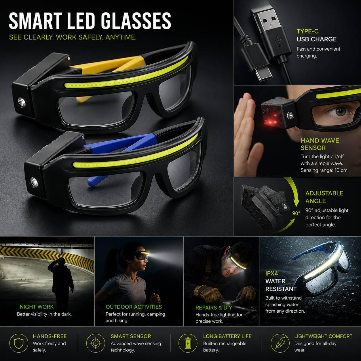 Smart LED Work Glasses